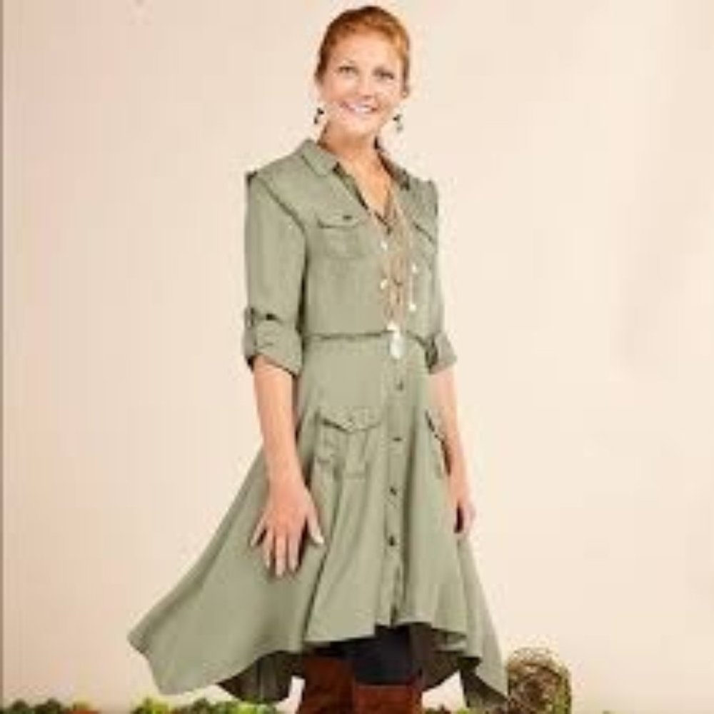 Matilda Jane Olive Green Once Upon a Time Tree Canopy Dress Medium NWT